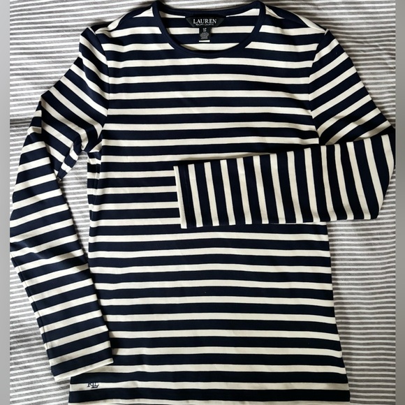 Ralph Lauren Navy and White Striped Top, size small NWOT - Picture 2 of 8